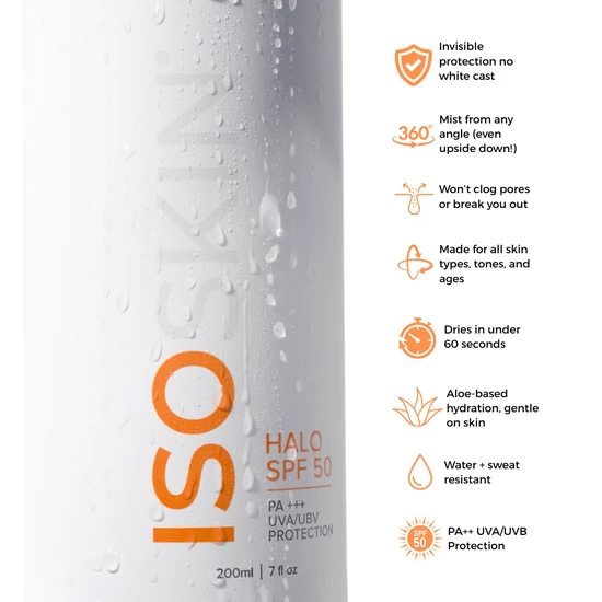 ISOCLEAN ISOSKIN Halo SPF 50 Spray UVA/UBV Protection