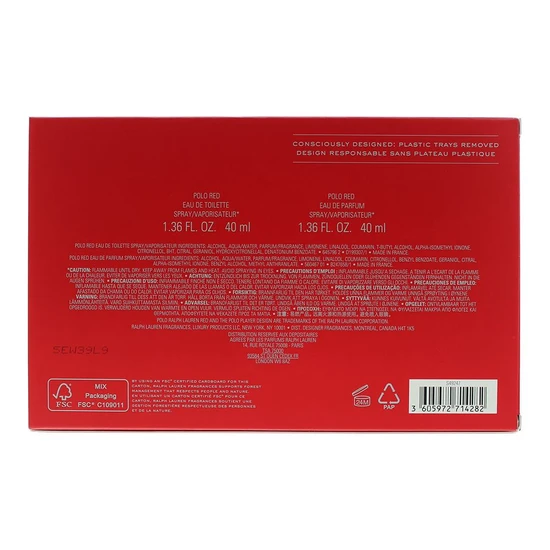 Ralph Lauren Polo Red Gift Set Eau De Toilette + 40m Eau De Parfum 40ml