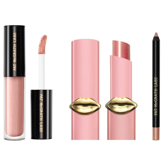 Pat McGrath Labs Mini Nude Venus Lip Trio 1.5g Lip Fetish Divinyl Lip Shine, 1.6 mL Mini LUST: Gloss & 0.8g PermaGel Ultra Lip Pencil