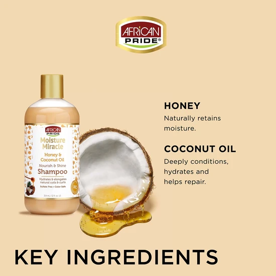 African Pride Moisture Miracle Honey & Coconut Oil Shampoo 473ml