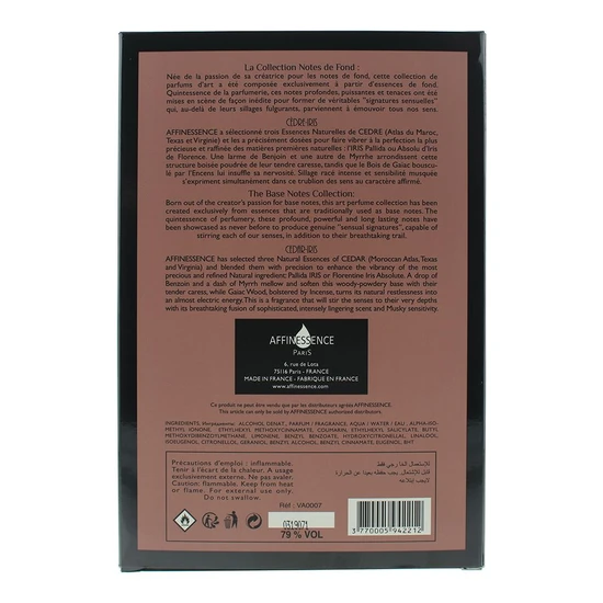 Affinessence Cedre Iris Eau De Parfum 100ml