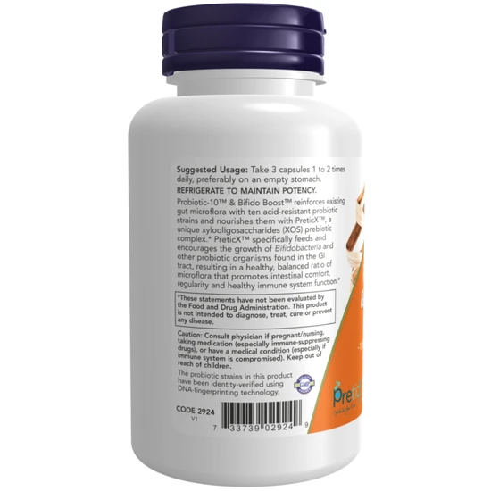 NOW Foods Probiotic-10 & Bifido Boost Capsules 90 Capsules