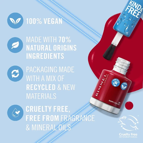 Rimmel Kind & Free Nail Polish 156 Poppy Pop Red