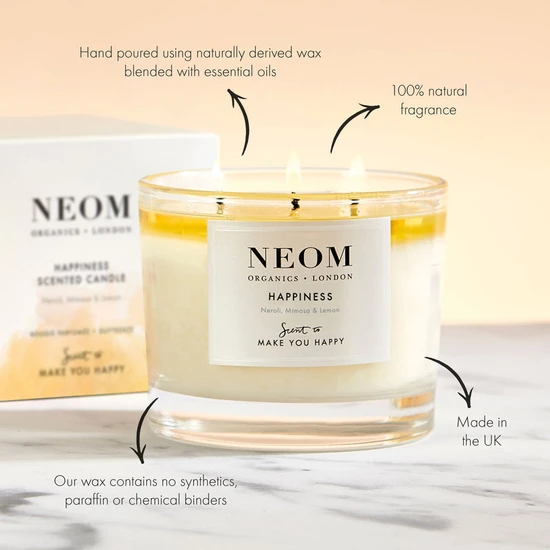 Neom Organics Happiness Scented 3 Wick Candle