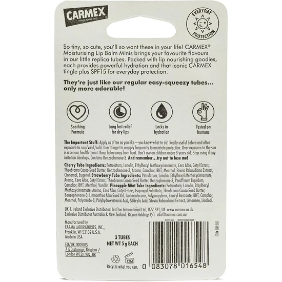 Carmex Minis Lip Balm Trio Pack 5g x 3