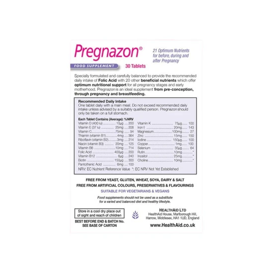 Health Aid Pregnazon Capsules 30 Capsules