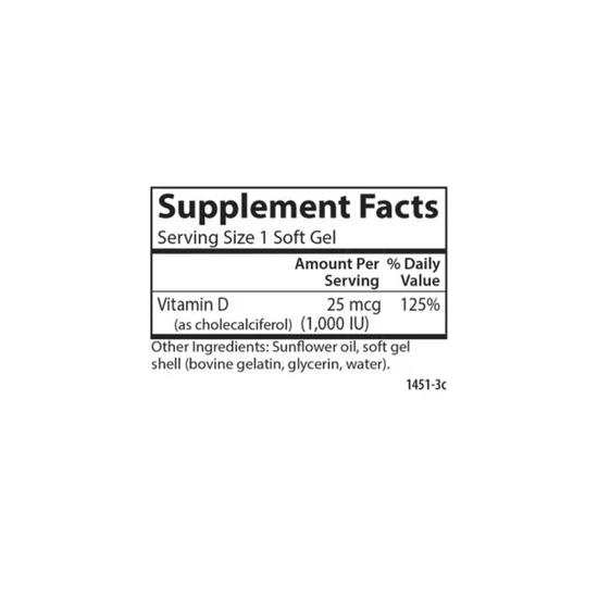 Carlson Labs Vitamin D3 1000iu 250 Softgels
