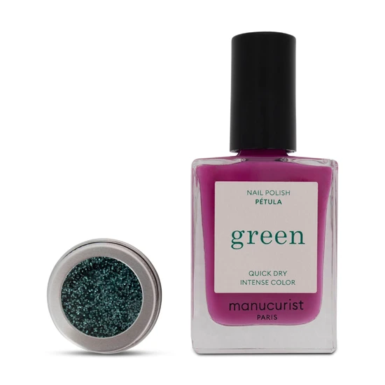 Manucurist Pink Nail Polish Set With Petula 15ml & Glitter Pot 2g