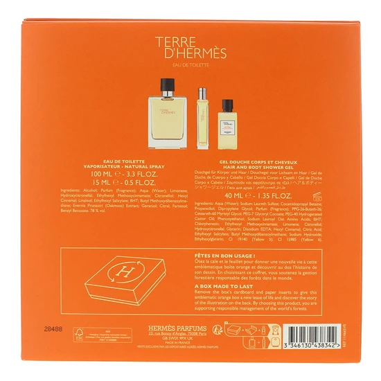 Hermès Terre d'Hermes Eau De Toilette Gift Set 100ml Eau De Toilette, 40ml Shower Gel + 15ml Eau De Toilette