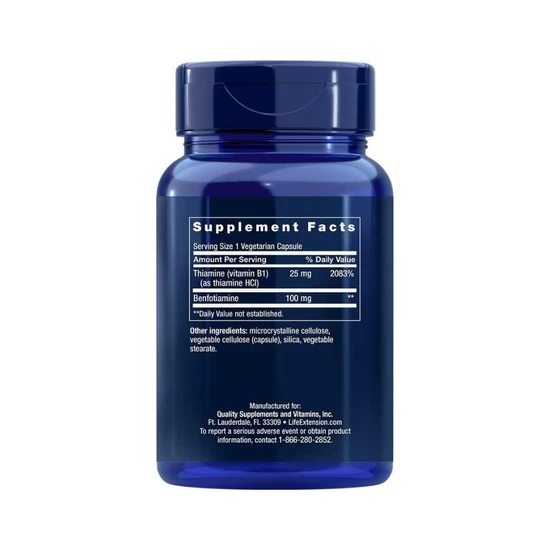 Life Extension Benfotiamine With Thiamine 100mg Vegicaps 120 Vegicaps