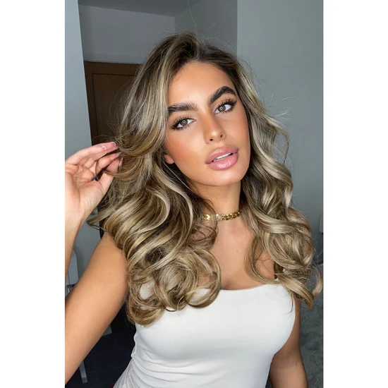 LullaBellz Thick 16" 1 Piece Curly Clip In Hair Extensions Bleach Blonde