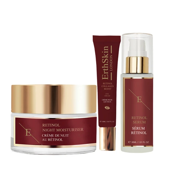 Erth Skin London Retinol Set Retinol Serum 30ml + Retinol Night Moisturiser 50ml + Retinol Collagen Boost Eye Cream 20ml