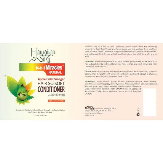 Hawaiian Silky Apple Cider Vinegar So Soft Conditioner 355ml