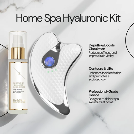 Erth Skin London Home Spa Hyaluronic Kit SONIC GuaSHA + HA Serum