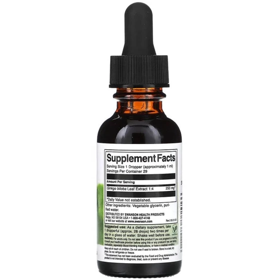 Swanson Ginkgo Biloba Liquid Extract 250mg 29ml