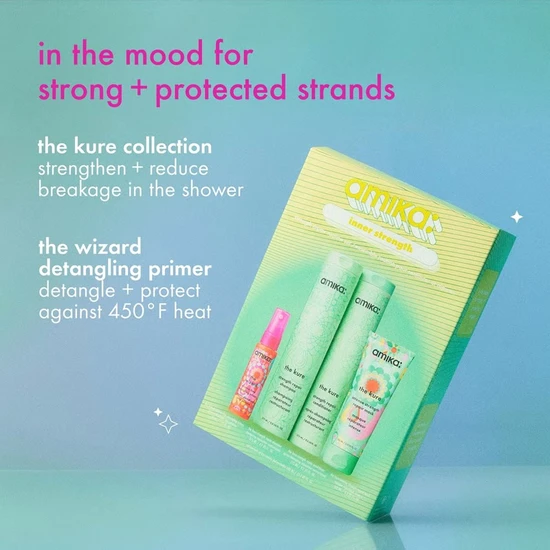 Amika Inner Strength Strength Repair Routine Gift Set 275ml Repair Shampoo, 275ml Repair Conditioner, 100ml Repair Mask & 30ml Primer