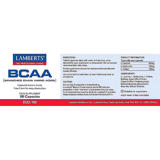 Lamberts BCAA Capsules 180 Capsules