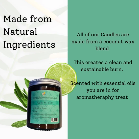 thenaturalspa The Natural Spa Sage & Lime Hand Poured Coconut Wax Candle 180ml