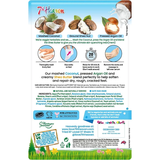 Montagne Jeunesse 7th Heaven Softening Coconut Foot Mask 1 Pair