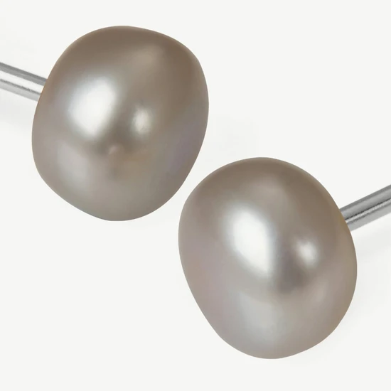 Kyoto Pearl Emagine Grey 8mm Pearl Stud Earrings 925 Sterling Silver