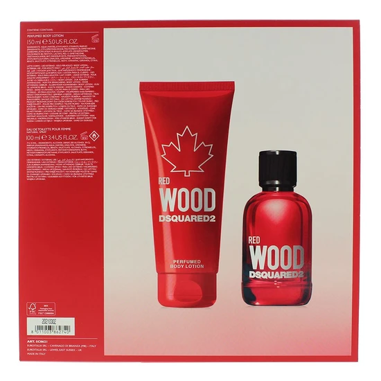 Dsquared2 Red Wood Gift Set 100ml Eau De Toilette + 150ml Body Lotion