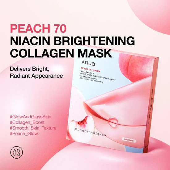 ANUA Peach 70 Niacin Brightening Collagen Mask x4