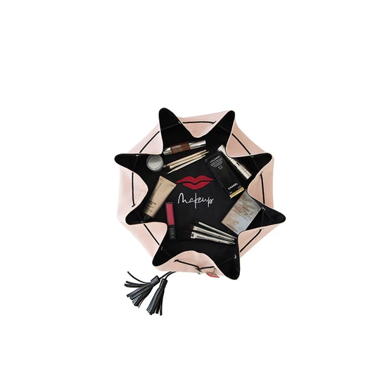 Donna May London Vegan Lay-Flat Drawstring Makeup Bag Blush Pink