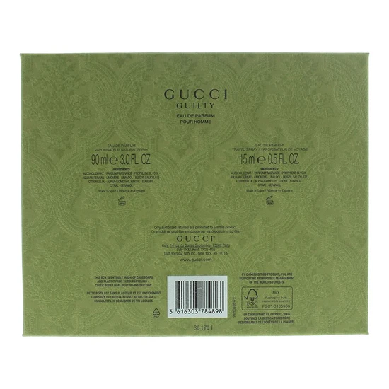 Gucci Guilty Pour Homme Eau De Parfum 90ml + Eau De Parfum 15ml Gift Set 90ml