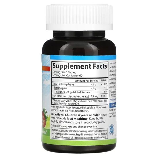 Carlson Labs Kid's Chewable Iron 15mg Strawberry Tablets 60 Tablets