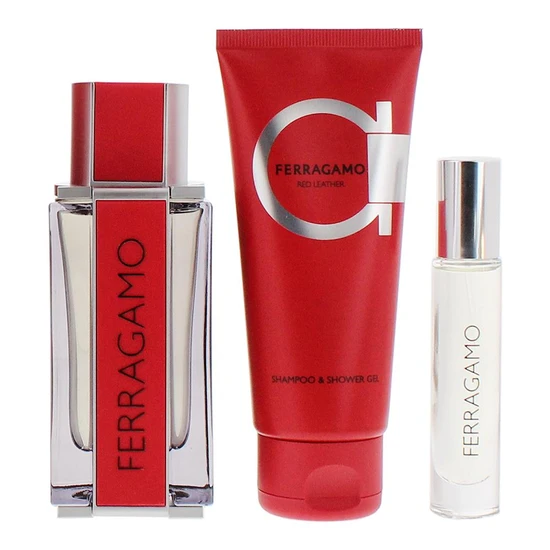 Salvatore Ferragamo Red Leather Eau De Parfum Gift Set 100ml, 10ml + Shower Gel 100ml