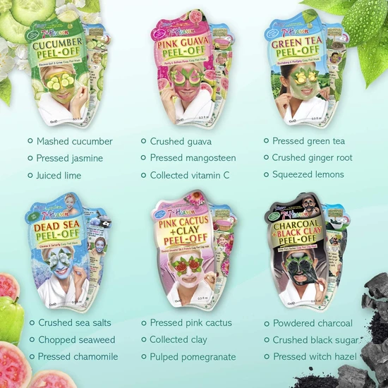 Montagne Jeunesse 7th Heaven Beauty Box Of Treats Gift Pack With 8 Facial Skin Care Masks Includes a Decorated Keepsake Box and Cleansing Face Cloth