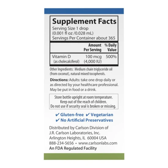 Carlson Labs Super Daily D3 4000 IU 10ml