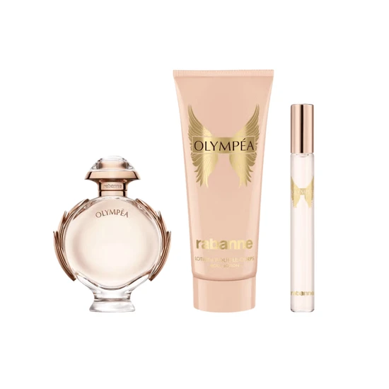 Paco Rabanne Olympea Women's Perfume Gift Set 50ml Eau De Parfum + 100ml Body Lotion + 10ml Eau De Parfum