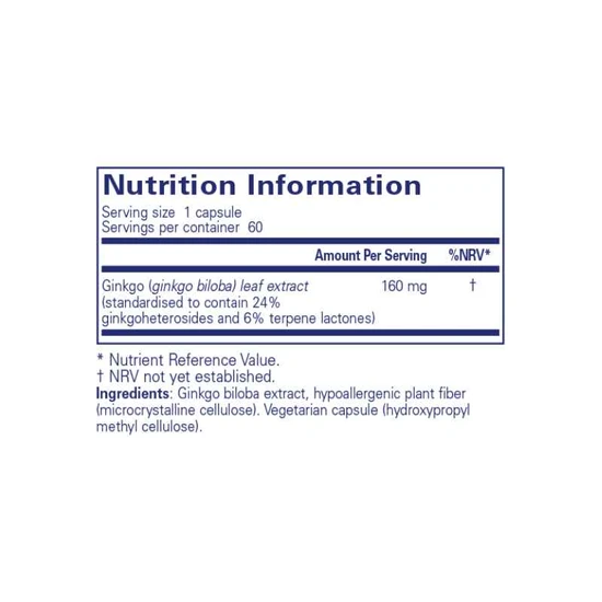 Pure Encapsulations Ginkgo 50 160mg 60 Capsules