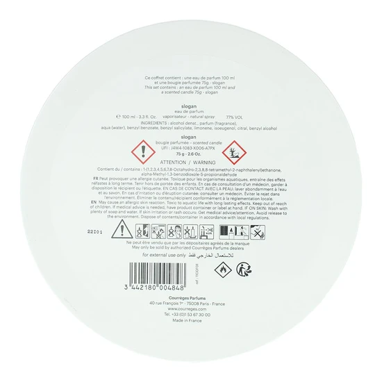 Courreges Slogan Eau De Parfum 100ml Gift Set 100ml & 75g Candle