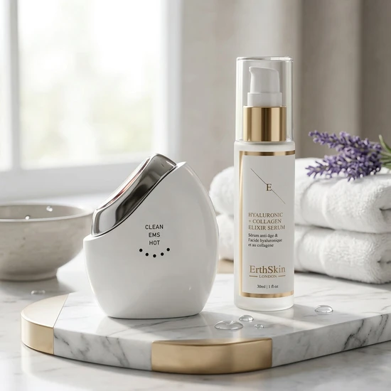 Erth Skin London Regenerating Facial Set Advanced LED Youth Glow EMS Sculptor + HA Serum 60ml