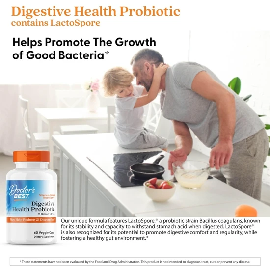 Doctor's Best Digestive Health Probiotic 2 Billion With LactoSpore Vegicaps 60 Vegicaps