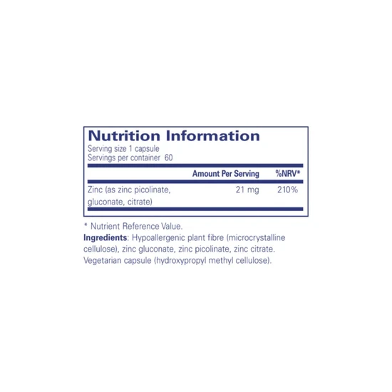 Pure Encapsulations Zinc Complex Capsules 60 Capsules