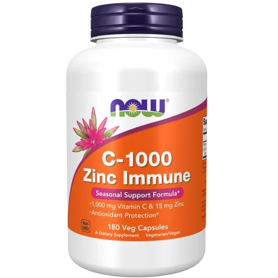 NOW Foods C-1000 Zinc Immune Capsules 180 Capsules