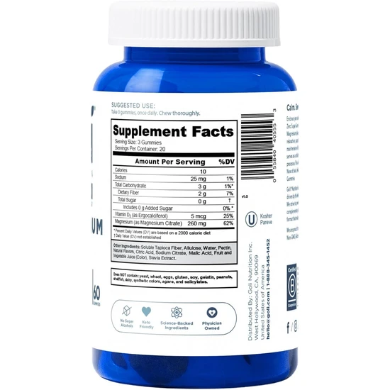 Goli Nutrition Zero Sugar Magnesium Gummies 60 Gummies