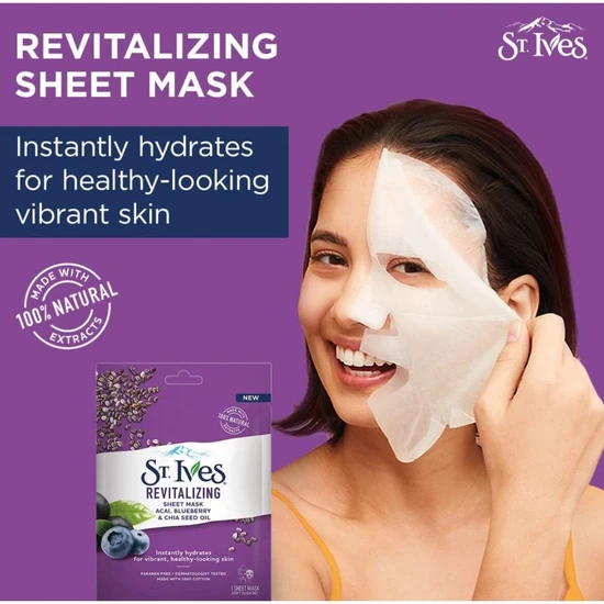 St. Ives Revitalising Acai Blueberry & Chia Seed Oil Mask 1 Sheet