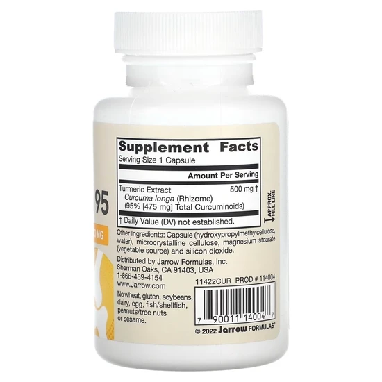 Jarrow Formulas Curcumin 95 500mg Vegicaps 60 Vegicaps