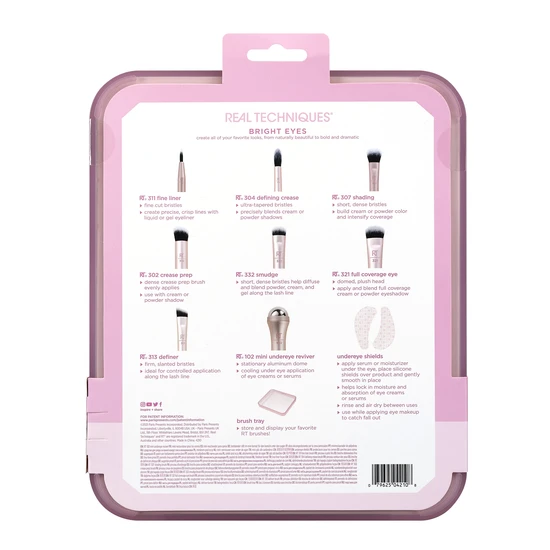 Real Techniques Pink Limited Edition Bright Eyes Eye Makeup Brush Set 10 Piece