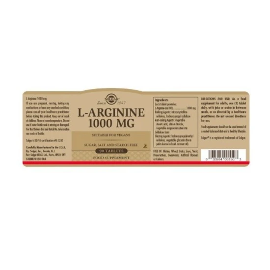 Solgar L-Arginine 1000mg Tablets 90 Tablets