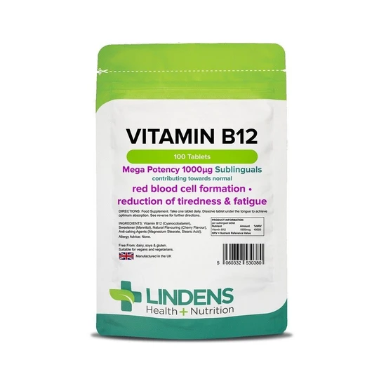 Lindens Vitamin B12 1000mcg Sublingual Tablets 100 Tablets