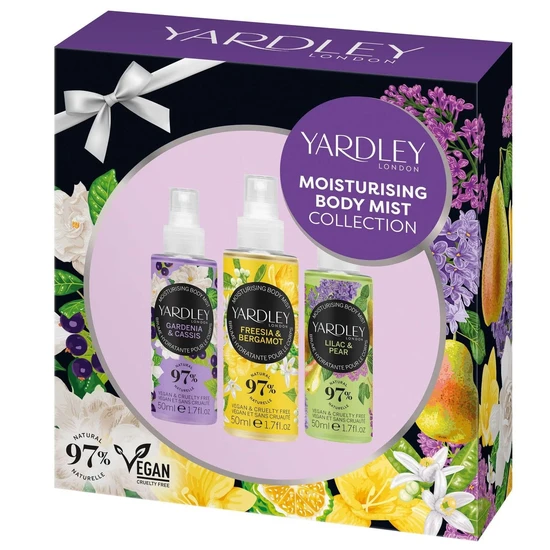 Yardley Moisturising Body Mist Collection Gift Set 50ml Gardenia & Cassis + 50ml Freesia & Bergamot + 50ml Lilac & Pear