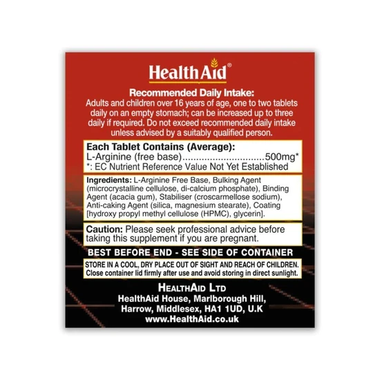 Health Aid L-Arginine 500mg Tablets 60 Tablets