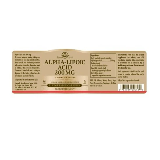 Solgar Alpha Lipoic Acid 200mg Vegicaps 50 Vegicaps