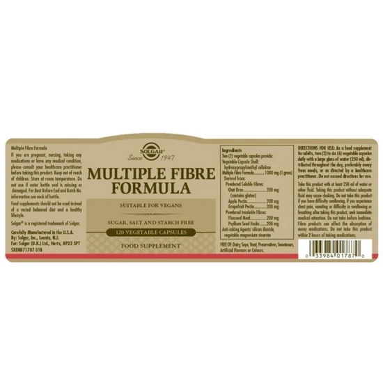 Solgar Multiple Fibre Formula Vegicaps 120 Vegicaps