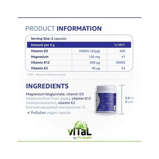 Mag365 Vitamin D Plus With Vitamin D3 B12 K2 Capsules 60 Capsules